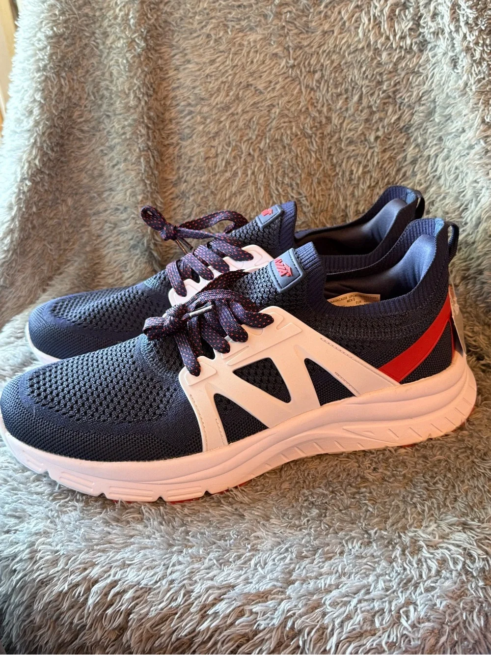 Avia Men's Navy Knit Athletic‎ Sneakers with White Cage and Red Logo 11.5 New